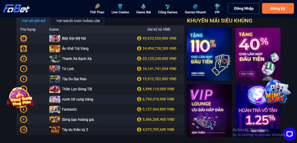 Giao diện nền tảng vang68 Casino chuyên nghiệp và hiện đại